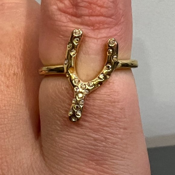 COACH Pave‎ Wishbone Ring in Gold - Picture 2 of 5